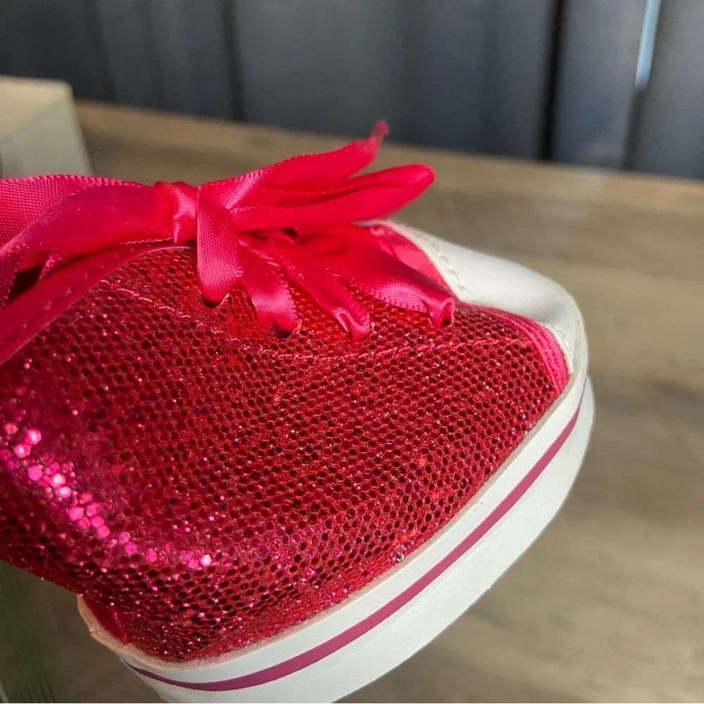 BAB Build a Bear Pink Sparkling Glitter High‎ Top Tennis Shoes Sneakers Pair
